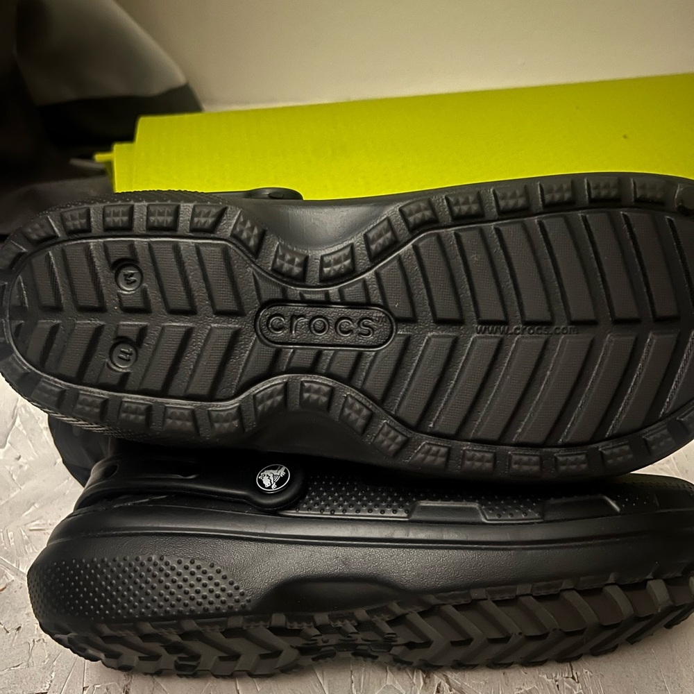 CROCS Black Faux Fur Lined Clogs - Picture 2 of 3